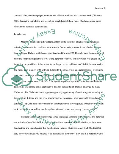 Pachomius: His Communities Life and Requirements