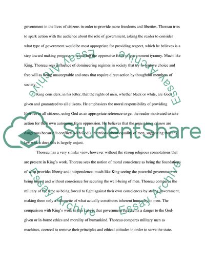 Comparing the Letter of Martin Luther King and Civil Disobedience