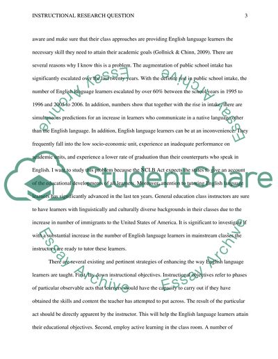 Instructional Problem/Research Question