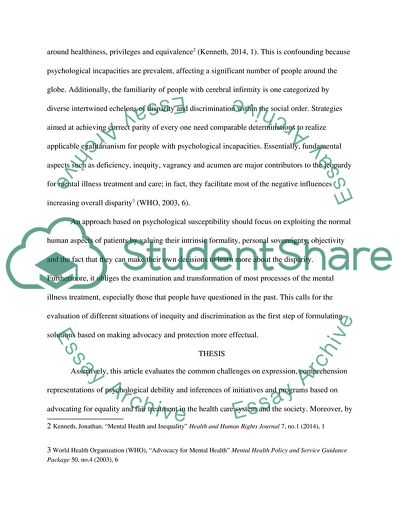 Protection and Advocacy Disparity for Mentally Ill Persons