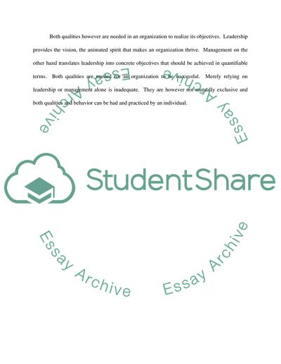 The Distinction Between Leadership and Management