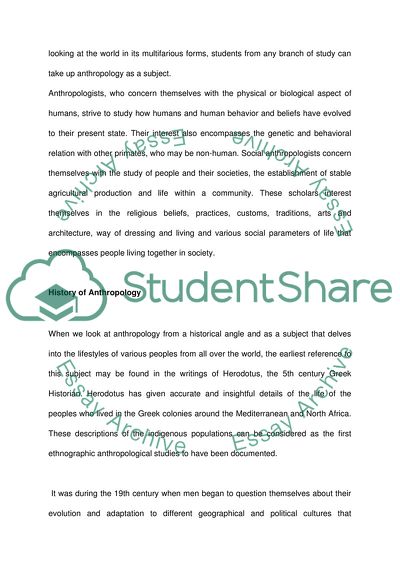 The Main Subjects of Anthropology