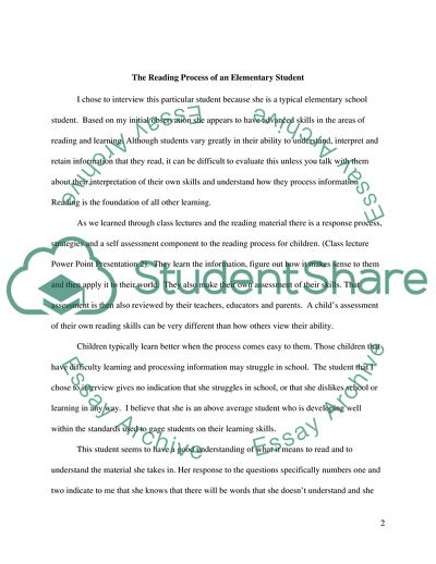 The Reading Process of an Elementary Student