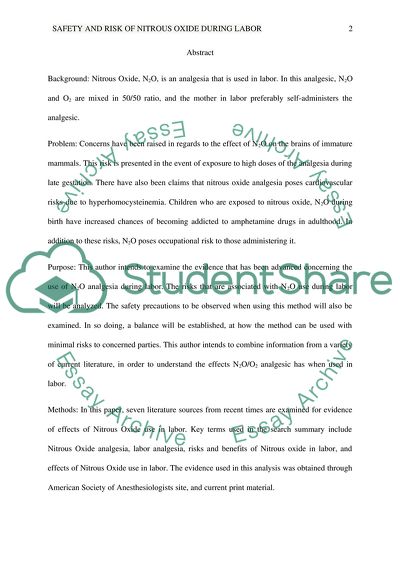 Safety and Risk of Nitrous Dioxide during Labor