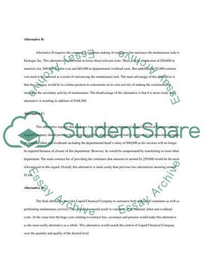 Cost Analysis for Decision Making