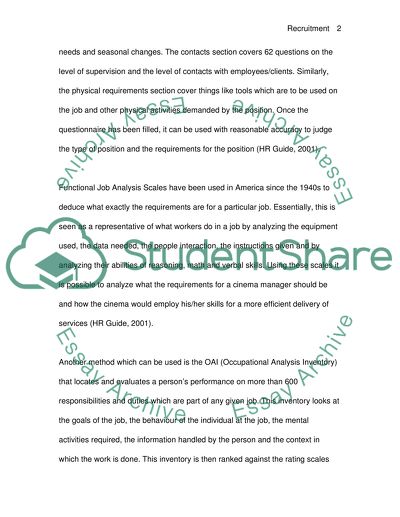Job Analysis for Cinema Manager