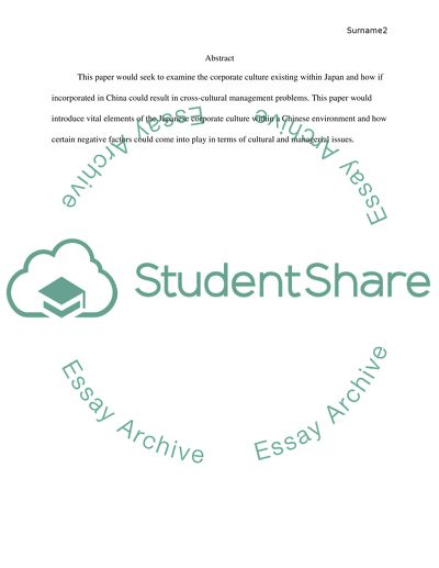 Japanese Corporate in China: Cross-Cultural Management Problem