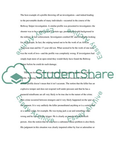 The Idea of Profiling Criminals