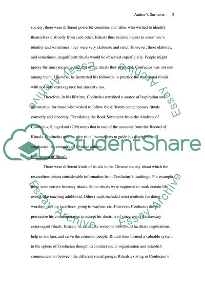 Ritualism in Confucian Thought