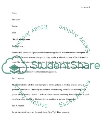 Racial reading notes