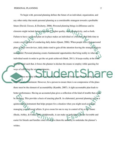 Personal Planning, Reflection and Teamwork