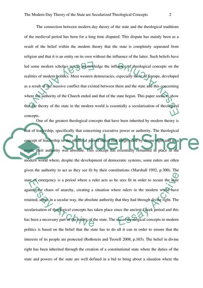 The Modern-Day Theory of the State is Secularized Theological Concept