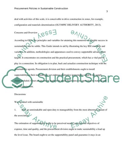 Procurement Policies in Sustainable Construction: Olympic Delivery Authority