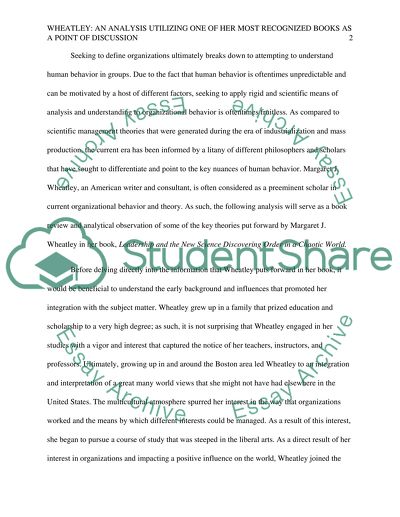 Major Contributions Philosopher - Margaret Wheatly