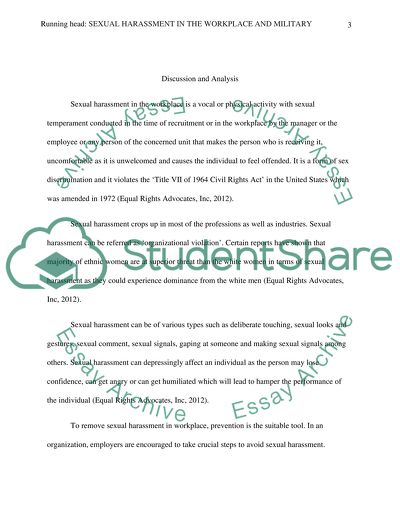 Sexual Harassment In The Workplace And Military