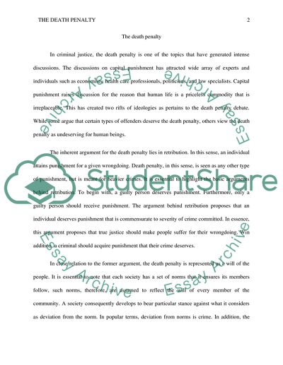 The Death Penalty and Criminal Justice