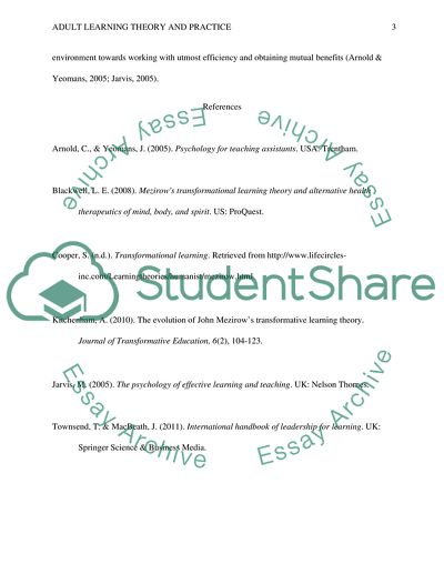 Adult learning theory and practice