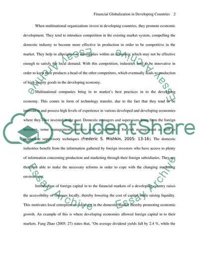 Costs and Benefits of Financial Globalization for Developing Countries