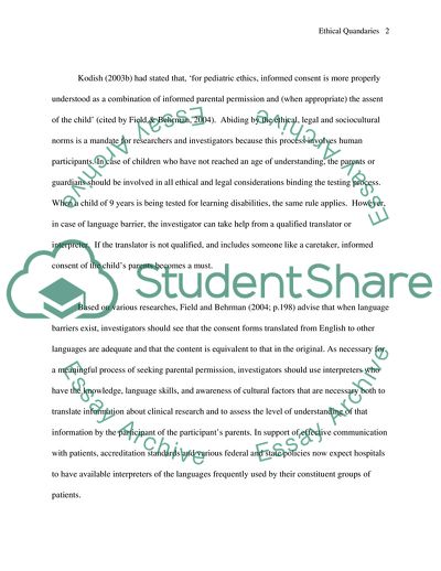 Ethical Quandaries - Provision of School Psychological Services