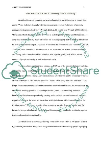 Asset Forfeiture as a Tool in Combating Terrorist Financing