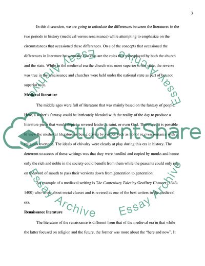 Comparative Analysis of Medieval and Renaissance Literature