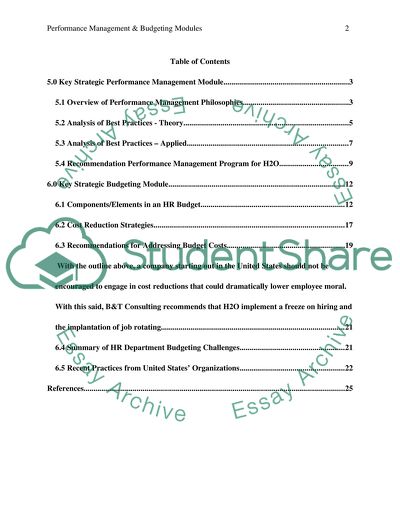 Performance Management and Budgeting Modules