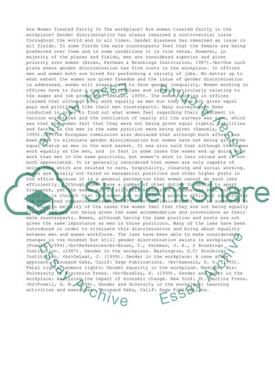 Are women treated fairly in the workplace