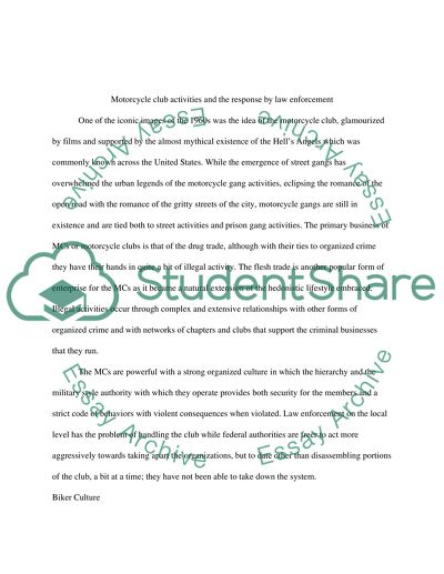 Motorcycle Club Activities And The Response By Law Enforcement