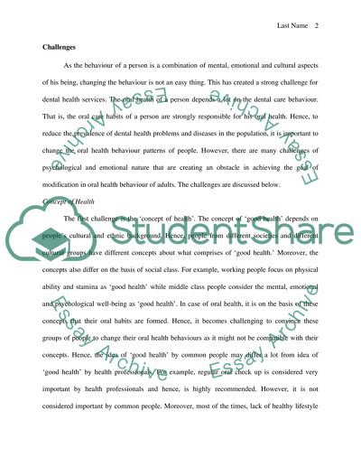 Challenges in Changing Oral Health Behavior in Adults