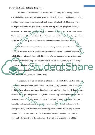 Factors That Could Influence Employee