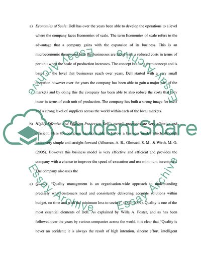 Business Model of the Computer Company Dell