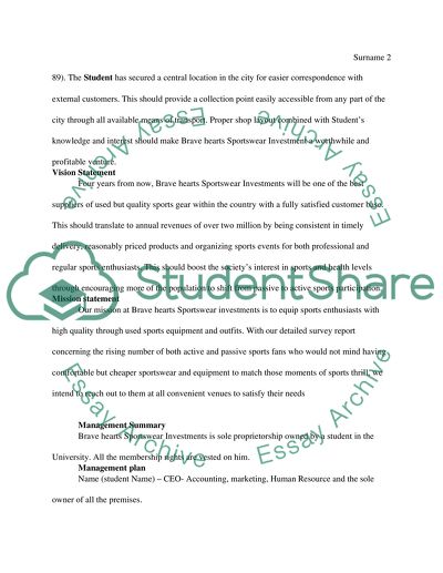 Business Plan: Brave Hearts Sportswear Investments