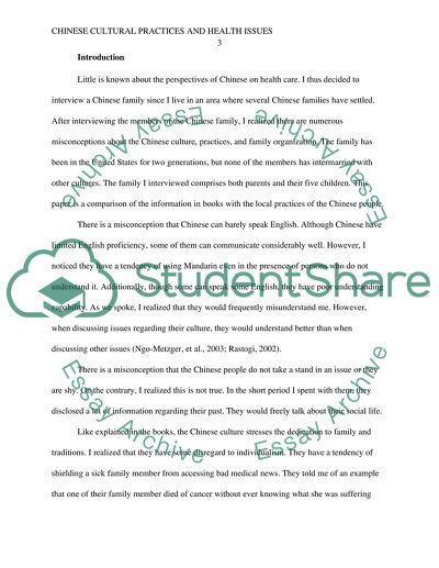 Chinese Cultural Practices and Health Issues