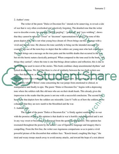 The Things They Carried vs Dulce et Decorum Est