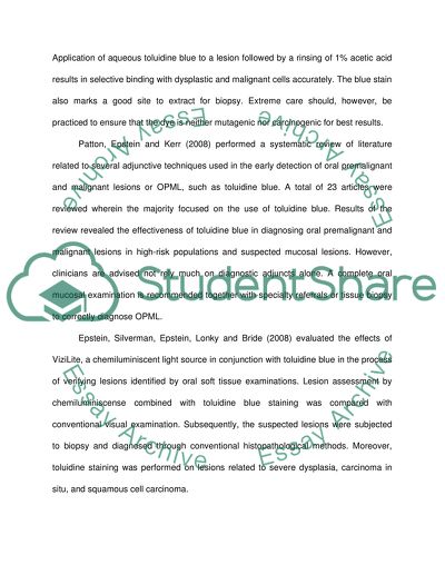 Screening Method for Oral Cancer