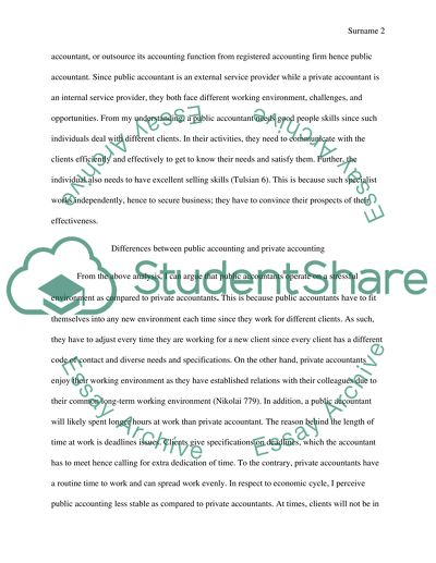 Differences between working in public accounting versus private/corporate accounting