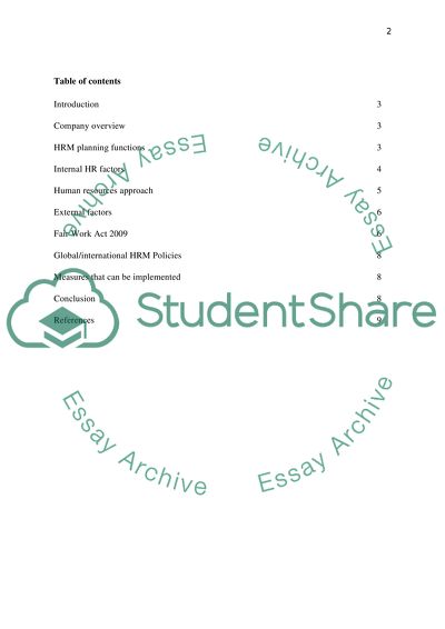 HRM Planning Functions