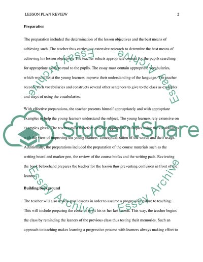 Lesson Plan Review Essay Example | Topics and Well Written Essays ...