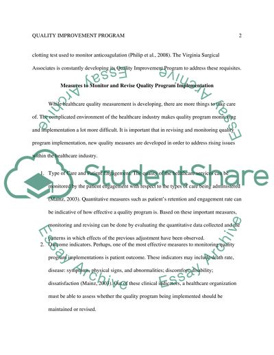 Quality improvement program