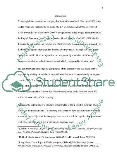A New Legislative Structure for Company Law in UK