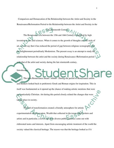 Artist and Society in the Renaissance Period