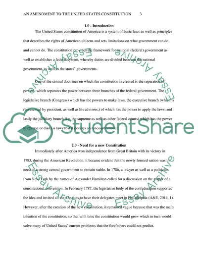 An Amendment to the United States Constitution