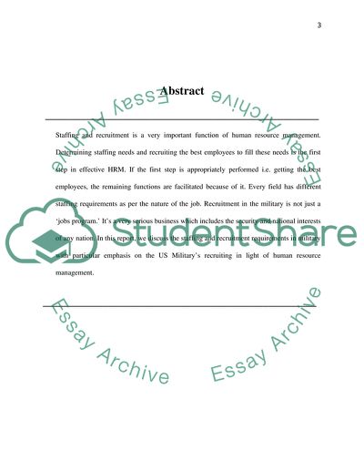Staffing and Recruitment of the United States Military