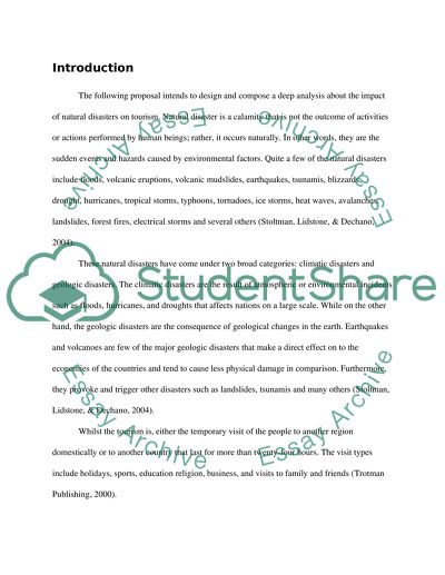 Impacts of natural disasters on tourism