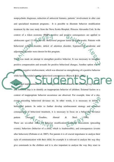 Behavior Modification treatment Research Paper Example | Topics and ...