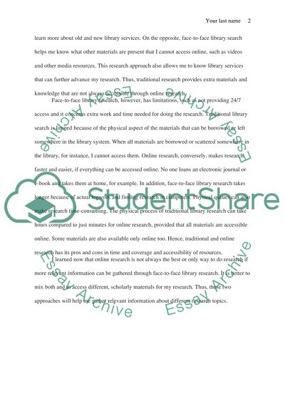 Face-to-Face vs. Online Library Research
