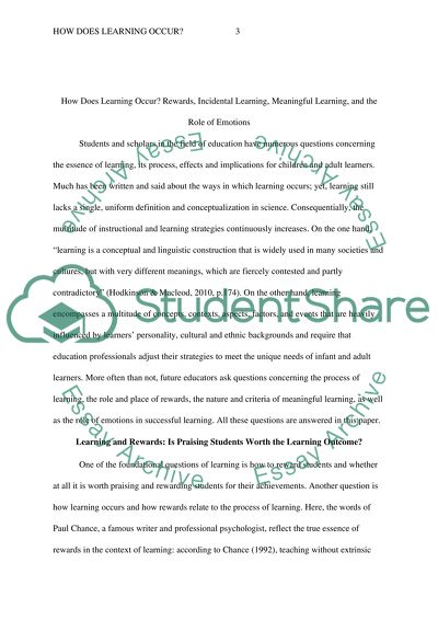 How Does Learning Occur Rewards, Incidental Learning, Meaningful Learning, and the Role of Emotions