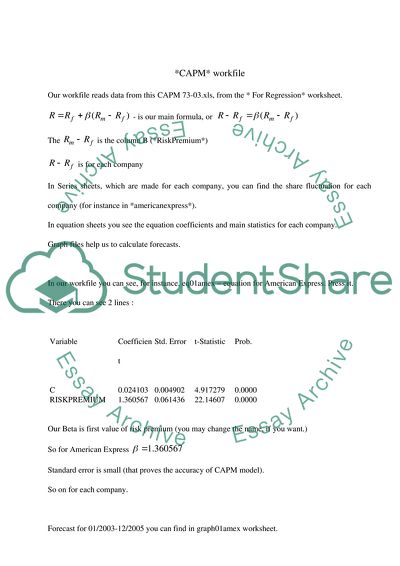 Econometrics : Capital Asset Pricing Model regression