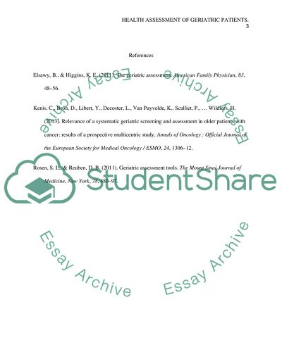 Health Assessment of a Geriatric Patient