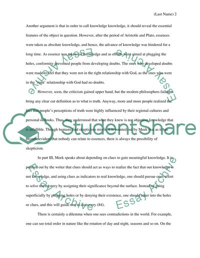 Overview of the main ideas and arguments of Esthers Meeks book: Longing To Know